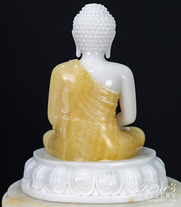 Marble Statues  - 15 Inch Marble And Onyx Buddha Statue  - MS-1436